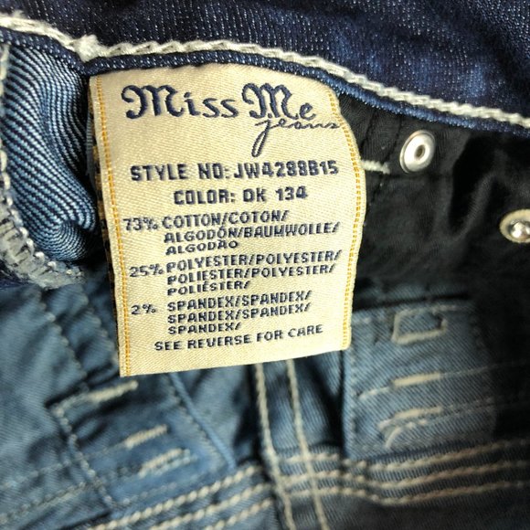 Miss Me Jeans Women's 27 Boot Cut Blue Stretch Denim Embellished Flap Pocket - Picture 7 of 16